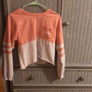 Pink and white crop top